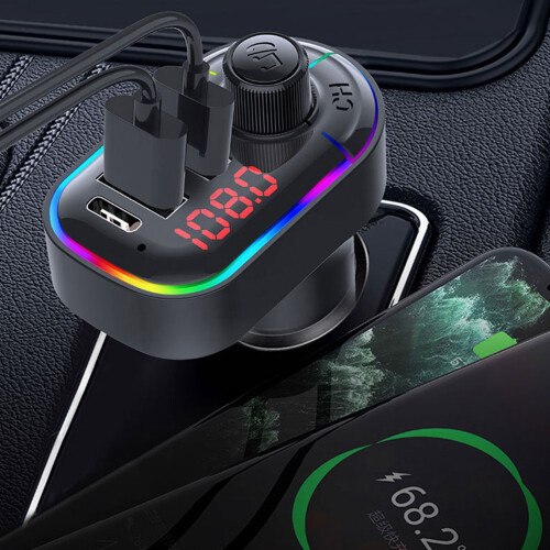 ABS Wireless Car Player Black Transmitter Adapter with USB Ports 2