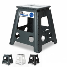Folding Step Stool 15 Inch Lightweight Heavy Duty Strong Plastic Stool With Easy Carry Handle 150KG Portable Footstool