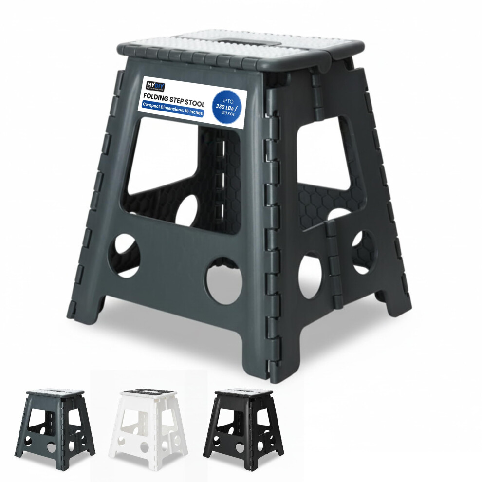 Folding Step Stool 15 Inch Lightweight Heavy Duty Strong Plastic Stool With Easy Carry Handle 150Kg Portable Footstool 5056422651486
