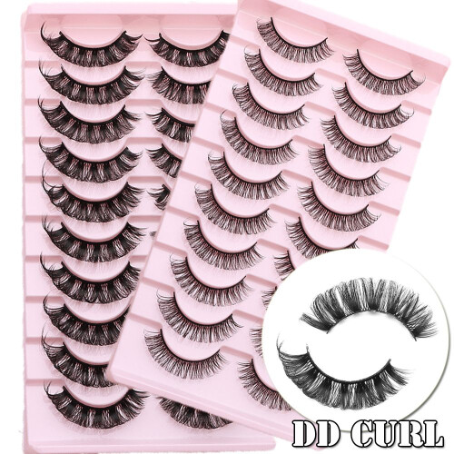 10 ζευγάρια ψεύτικες βλεφαρίδες 3D Mink DD Curl Russian_Δώρο έκπληξη 2