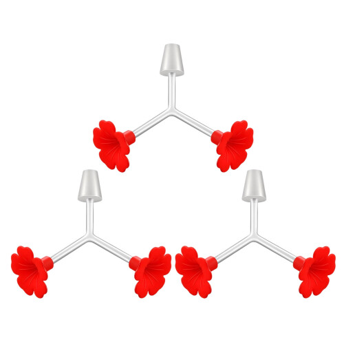 Red Double-Head Hummingbird Feeder Tubes & Stoppers (3 Pack) 2
