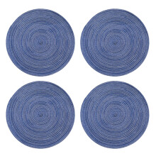 Dark Blue Braided Cotton Placemats 15" Set of 4