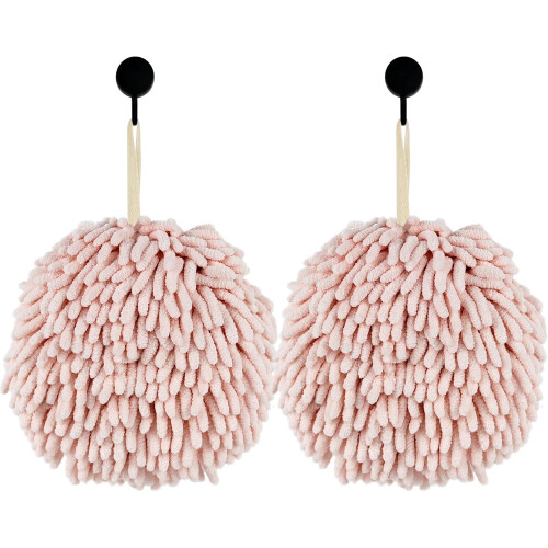 Χειροπετσέτα Chenille Fuzzy Ball – Ροζ, Γρήγορο Στεγνώμα &