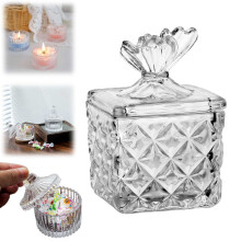 Clear Square Glass Storage Jar with Lid