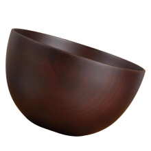 Bol rond en bois naturel fait main, couleur foncée, 1 pièce