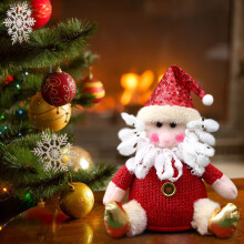Standing Christmas Santa Doll – Red Plush, Extendable,