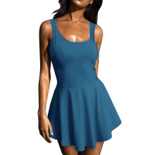 Womens Sleeveless Athletic Tennis Golf Dress-lake blue M