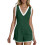 Womens Athletic Romper Backless Sleeveless Short-Dark Green S 1