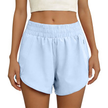 Damen-Stretch-Shorts mit hoher Taille für Fitness,-Himmelblau S