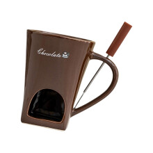Keramik-Fonduebecher 130 ml mit Gabel-Set zum Eintauchen-Kaffee