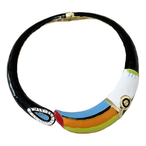 Levendige legering papegaaien broche ketting statement-kraag