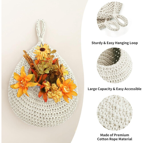 Boho Teardrop Hanging Basket Set 3-Pc 1