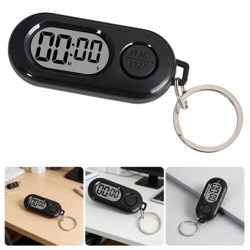 Kunststoff-Schlüsselanhänger, Timer, stoßfest, für-Schwarz 2