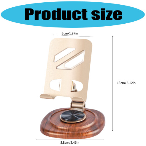 Rotating Phone Stand With Walnuts Base Adjustable Height 2
