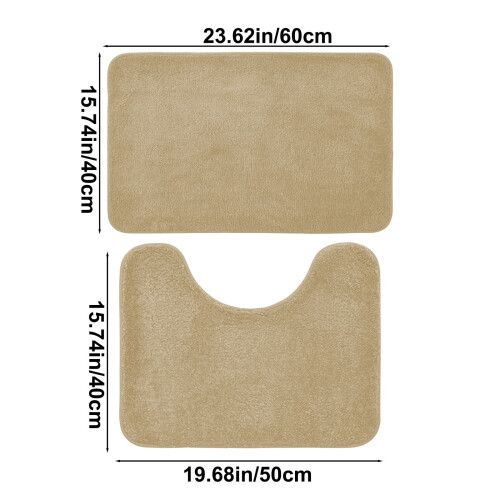 Ensemble de tapis de bain antidérapants et absorbants, 2 pièces, beige 2