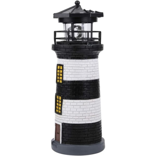 Black Friday Solar Lighthouse, LED Solar Lighthouse Statue Rotating_Surprise Gift 1