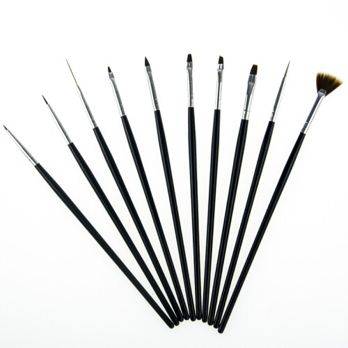 Black Friday 10pcs Acrylic/UV Brushes nails - Black_black/Black_Surprise Gift 1