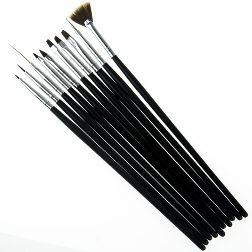 Black Friday 10pcs Acrylic/UV Brushes nails - Black_black/Black_Surprise Gift 2