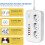 Multi-socket with USB, 3-socket socket with 5 USB sockets and 1 USB-C compatible desk with switch, 2 meter extension cord, adapter_Surprise Gift 2