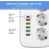 Multi-socket with USB, 3-socket socket with 5 USB sockets and 1 USB-C compatible desk with switch, 2 meter extension cord, adapter_Surprise Gift 4