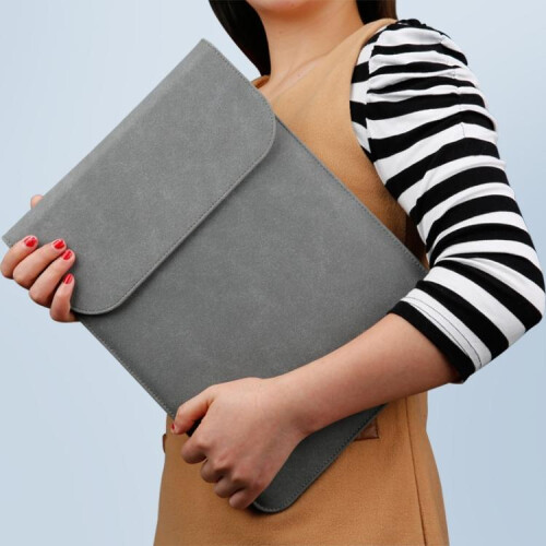 13,3"-Laptoptasche / Computertasche / MacBook-Tasche – Leder – Farbe: Grau – Überraschungsgeschenk 2
