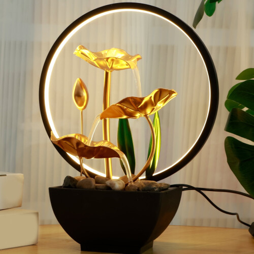 Tisch-LED-Wasserfallbrunnen mit Steinen, 29 cm