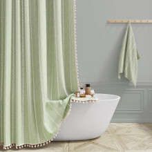 Sage Green Linen Blend Shower Curtain 36x72 in