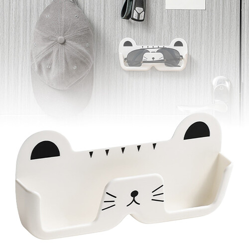 Porte-lunettes mural en forme de chat blanc