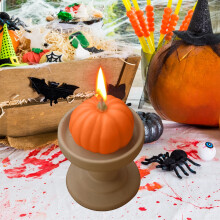 Pumpkin Scented Candle Orange Wax Halloween Decor