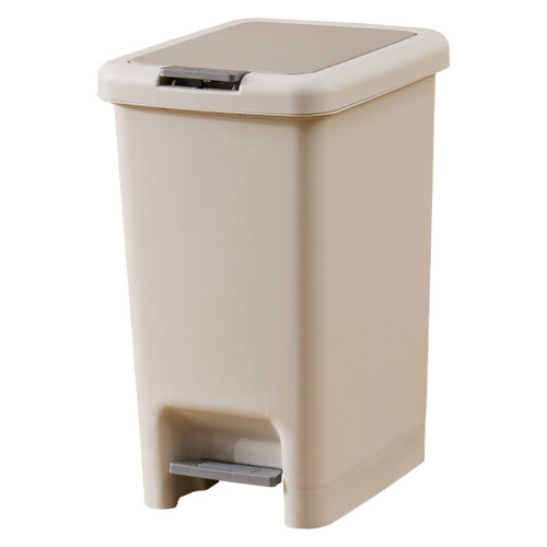 30L White ABS Foot-Operated Trash Can with Lid 1