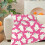 Halloween Ghost Print Pink Flannel Throw Blanket 2