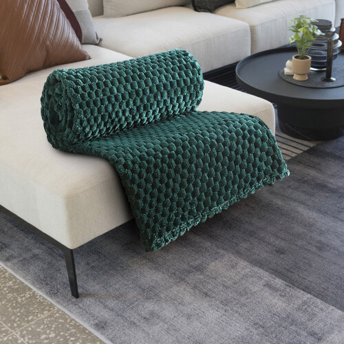 Flannel Throw Blanket 150x100cm Green Polyester 1