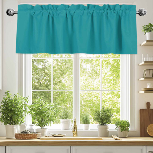 Teal Rod Pocket Valance 42x18 in – Light Filtering 1