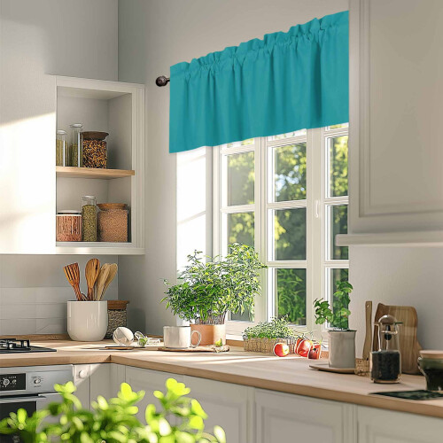 Teal Rod Pocket Valance 42x18 in – Light Filtering 2