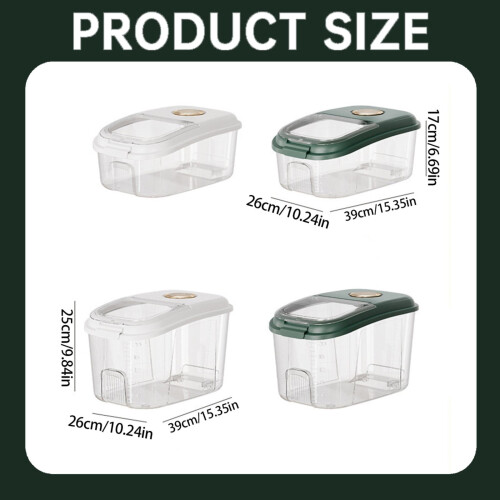 Airtight Rice Storage Container with Lid, Plastic, 2