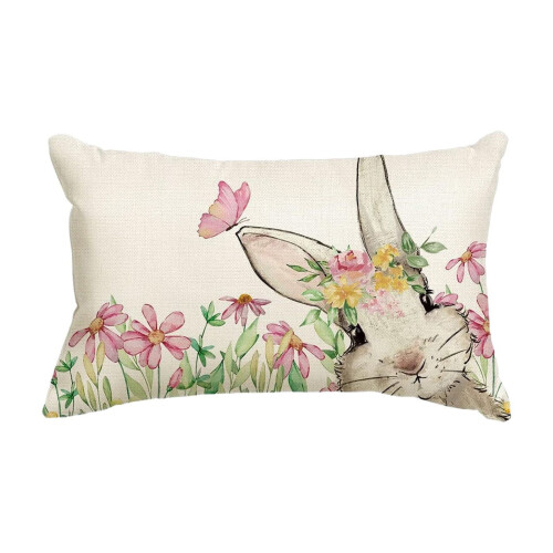Fodere per cuscini pasquali a pois, cuori e coniglietti, 12x20 pollici 1