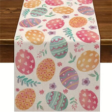 Easter Bunny & Egg Tablecloth – Polyester-Linen, 140x200cm