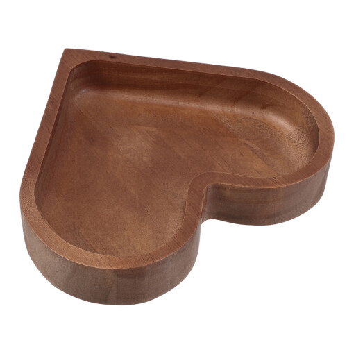Heart-Shaped Solid Wood Serving Platter, 16.8 x 15 cm