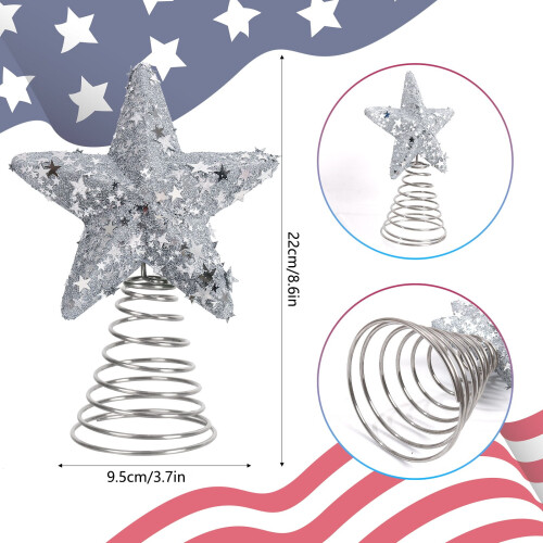 Patriotic Star Tree Topper – Red Blue Sequin Foam 2