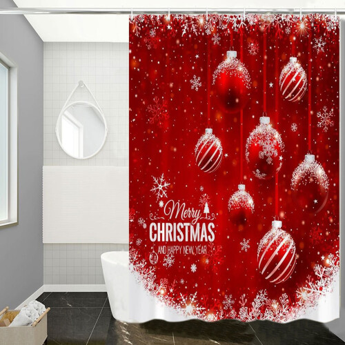 Christmas Shower Curtain Red Polyester 90x180cm 1