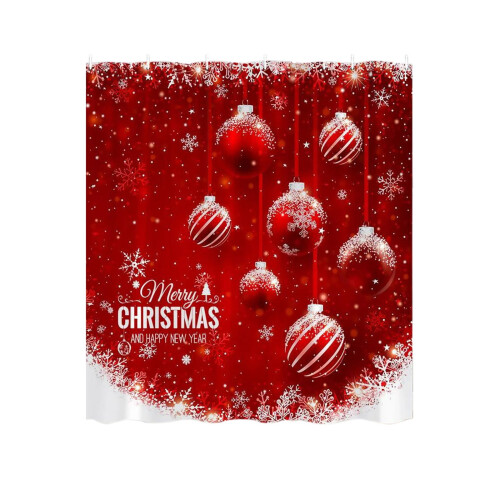 Christmas Shower Curtain Red Polyester 90x180cm 2