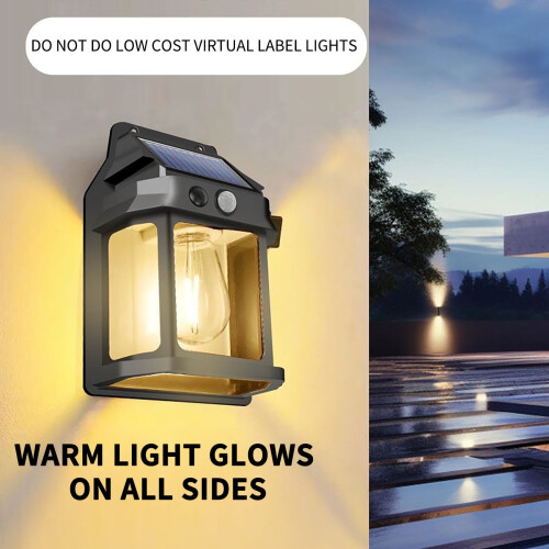 Solar Wall Light with Motion Sensor, IP65, 3-Side Glow 2