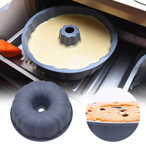 Round Deep Silicone Angel Food Cake Pan with Removable 1