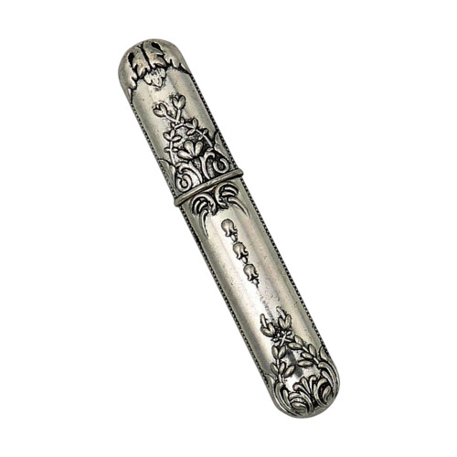 Antique Metal Needle Container For Hand Stitching-Silver