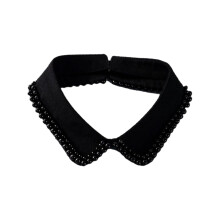 Detachable False Collar Pearls Beaded Lapel Accessory for-Black