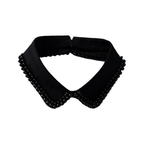 Detachable False Collar Pearls Beaded Lapel Accessory for-Black