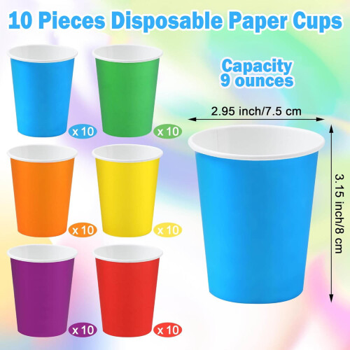 9oz Einweg-Pappbecher – 10er-Packung, 15 Farben 2