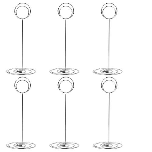 10 Pack Silver Wire Table Number Holders, 22 cm Tall
