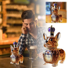Flaschenregal mit Corgi-Whisky-Motiv – Glasbar-Dekoration