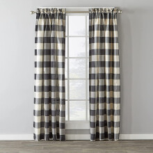 Black and Natural Buffalo Check Curtain Panel 52 x 95 in
